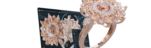 mockup of 3D jewelry design software and 3D ring